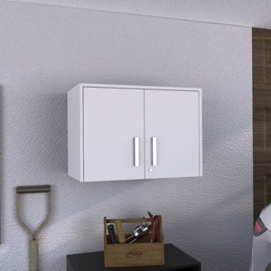 <b>Wall</b> Mounted Cabinet With Two Doors Four <b>Shelves</b> Compact Kitchen Laundry Room <b>Floating</b> Storage - Product Image 2