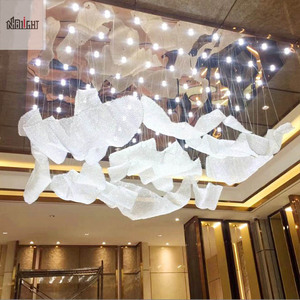 <span class=keywords><strong>Lampadario</strong></span> di grandi dimensioni con perline di cristallo a forma di <span class=keywords><strong>nuvola</strong></span> di illuminazione a sospensione in cristallo personalizzato per soffitto alto del <span class=keywords><strong>lampadario</strong></span> dell'hotel della Hall della Villa - Product Image 4