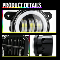 Lámpara Todoterreno JHS Pod Luces para Camioneta, Luz Antiniebla LED de 4 Pulgadas, Doble Halo Blanco y Amarillo, Ojos de Ángel, DRL, Señal de Giro para Jeep Wrangler JK
