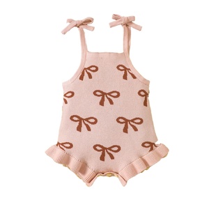 Combinaison pour bébé de style coréen, <span class=keywords><strong>pull</strong></span> en tricot brodé avec nœud, haut de princesse pour bébé, à porter au quotidien en extérieur - Product Image 5
