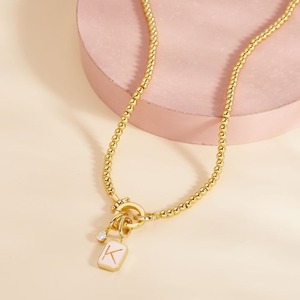 Collier de mode personnalisé pendentif résistant au ternissement étanche breloques de bricolage breloques de collier initiales en plaqué or Cz perle - Product Image 3