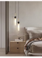 Lustre de plafond LED en fer et verre de luxe, lustre haut de gamme en cuivre/noir pour salon et chambre à coucher