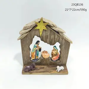 Fabrik Großhandel religiöse Gegenstände Großhandel religiöse Ornamente hölzerne Weihnachts-Kreisstück-Sets