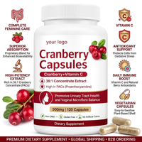 Capsules d'extrait de canneberge 36:1 500 mg |   Complément alimentaire à haute teneur en PAC, canneberge + vitamine C |   Soutient la santé urinaire et de la vessie