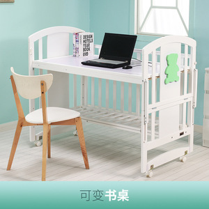 Baby Crib <b>Solid</b> <b>Wood</b> Multi-functional Convertible <b>Desk</b> Bed 120x65cm Scandinavian Design For Kids 0-5 Years - Product Image 1