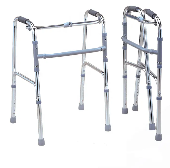 Hastane ekipmanları katlanır yürüme yardımcısı Walker çerçeve engelli hafif ayakta çerçeve alüminyum tekerlekli sandalye için 3 yıl 2.3kgs
