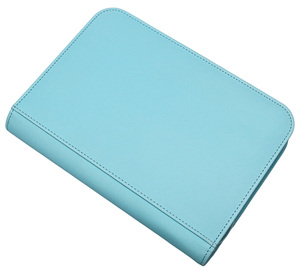 Porte-cartes standard en cuir PU bleu clair avec fermeture éclair sécurisée, 2*2 pochettes, couleur personnalisée, motif diamant - Product Image 3