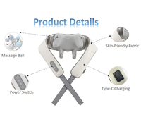 Ceinture de massage chauffante Shiatsu EMOKA polyvalente à pétrissage profond, rechargeable par USB, avec contrôle de la minuterie pour le cou et les épaules, certifiée ROHS FCC