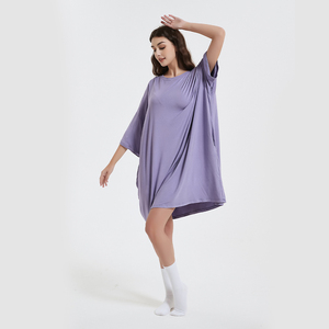 Original bambou à manches longues nuit surdimensionné T-Shirt chemises de nuit confortables pour femmes filles grande taille vêtements de nuit pour femmes - Product Image 5