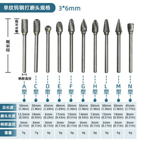 Yunbei Yb Tungsten Carbide Grinding Heads Metric Straight Shank Conical Point For Metal Machining - Product Image 4