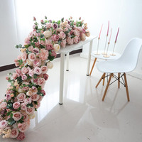 KCRF-063 venda quente artificiais flores guirlandas para casamentos flor parede branco e verde flores decorativas e ondas