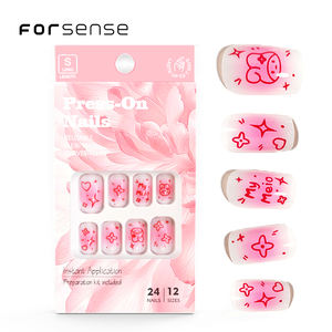 Long carré mignon vente en gros-press-on-nails fournitures dessin animé conception <span class=keywords><strong>kawaii</strong></span> mélodie <span class=keywords><strong>faux</strong></span> ongles conseils ongles artificiels roses pour les filles - Product Image 1