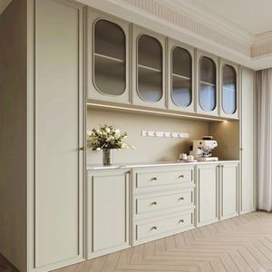 Armoire de style crème légère française, design personnalisé, luxe léger, salon, chambre à coucher, avec barre lumineuse LED - Product Image 4