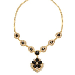 Parure de bijoux pour femme, collier et boucles d'oreilles pendantes florales plaquées or, 2 pièces, avec cristaux étincelants couleur <span class=keywords><strong>champagne</strong></span> - Product Image 6
