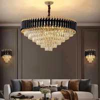 Magnifique Lustre de Plafond en Cristal de Fer Doré, Lustre Suspendu Luxe Lampe Pendentif en Cristal pour Hôtel