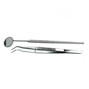 Ensemble d'instruments dentaires professionnels en acier inoxydable pour examen manuel : miroir buccal et pince pour usage clinique - Product Image 4