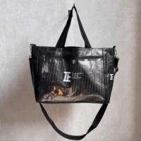 Sac fourre-tout personnalisé en papier Tyvek noir avec poche avant transparente en PVC, logo imprimé, réutilisable, cadeau d'entreprise, sac de shopping, vente en gros OEM