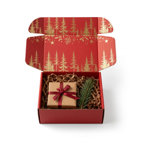 Boîte d'expédition en carton ondulé rouge personnalisée pour Noël, emballage cadeau pour les marques de détail et l'expédition e-commerce