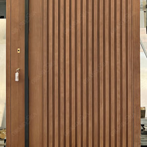 Amerikaanse stijl houten draaideur voor de hoofdingang - modern exterieurontwerp, beveiligde enkelvoudige buitendeuren voor luxe villa's - Product Image 4