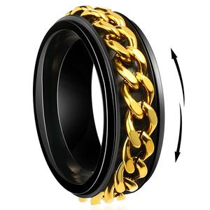 Commercio all'ingrosso interspago 8mm Fidget ansia Spinner anello tungsteno per uomo donna nero blu argento oro agitarsi anello ansia - Product Image 2