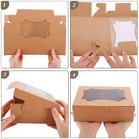 Cajas de Papel Kraft Transparente para Donuts, Pasteles, Galletas y Cupcakes con Ventana Transparente, Caja de Pastel