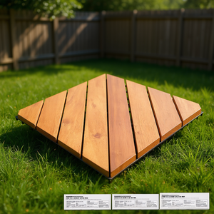 Baldosas de Madera de Acacia de 11.8x11.8 Pulgadas, Cuadradas, Encajables, de Primera Calidad, para Pisos Exteriores - Product Image 2