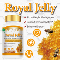 DUOZI Gelée royale avec propolis en gélules molles, 80 unités, complément alimentaire pour le soutien immunitaire, l'énergie et la gestion du poids