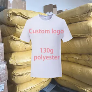 100% Polyester T-Shirts Sublimation Baumwolle fühlt sich 130g 100 Polyester T-Shirt leere T-Shirt für Sublimation druck benutzer definierte Logo