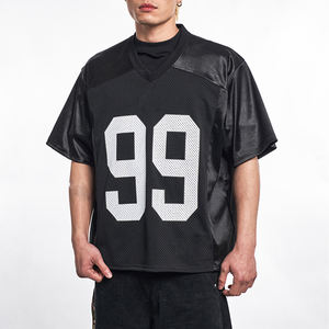 Camiseta Deportiva Extra Grande con Estampado Personalizado, Cuello en V, 100% Algodón, Tejido Transpirable, Manga Corta, Informal, para Fútbol - Product Image 1