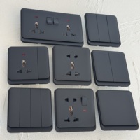Interruptor de pared eléctrico de 86 paneles para PC, 16A europeo, 20A AC 250V, enchufe universal de 13A para Reino Unido, USB-C, negro mate, regulador de intensidad moderno, 1 interruptor.