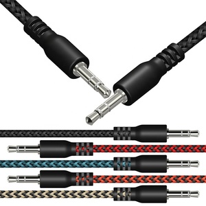 Câble Audio Tressé 3.5mm 1M Stéréo Mâle à Mâle Jack Aux Câble Pour Téléphone Haut-Parleur De Voiture Casque MP4 Aux Cordon - Product Image 1