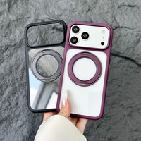 JOYPORODO B428 Coque de téléphone transparente en PC de haute qualité avec support rotatif à 360° et chargeur sans fil intégré, anti-rayures, pour iPhone 18 17