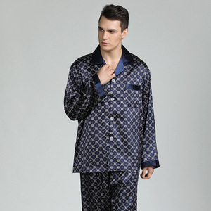 Ensemble <span class=keywords><strong>de</strong></span> pyjama en satin décontracté pour <span class=keywords><strong>homme</strong></span>, confortable et personnalisé, à manches longues, 2 pièces, avec poches, 100% polyester, respirant, vêtements <span class=keywords><strong>de</strong></span> <span class=keywords><strong>nuit</strong></span> d'été - Product Image 2