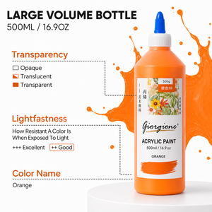 Giorgione – Lot de 24 couleurs de <span class=keywords><strong>peinture</strong></span> <span class=keywords><strong>acrylique</strong></span> en gros de 500 ml pour la coloration de poupées en plâtre et le graffiti DIY pour enfants - Product Image 3