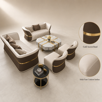 Ensemble de Canapés en Cuir de Luxe, Design Italien Tendance, pour Villa Haut de Gamme, Décoration de Salon, Canapé Créatif