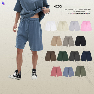Produttore 2024 estivo in cotone Vintage personalizzato in bianco da uomo Shorts con lavaggio acido pantaloncini personalizzati pesanti 420gsm Vintage con lavaggio acido - Product Image 1