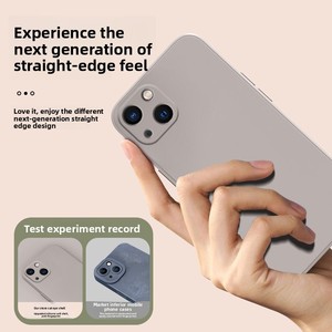 Coque de téléphone en silicone liquide de couleur unie pour <span class=keywords><strong>Iphon13</strong></span> et 13pro, Protection à 360 degrés, bord droit, Design Simple, unisexe, blanc ivoire - Product Image 4