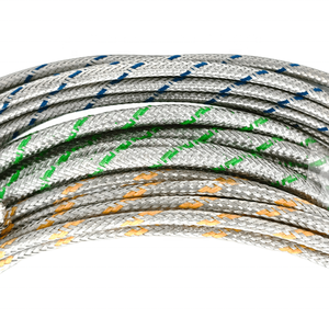 Fil de thermocouple de type K <span class=keywords><strong>Double</strong></span> isolation en fibre de verre <span class=keywords><strong>plat</strong></span> avec câble thermocouple global en tresse d'acier inoxydable - Product Image 1