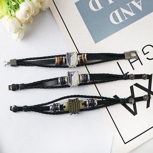 Bracelet en cuir tressé en gros avec logo Ailes de la Liberté d'<span class=keywords><strong>Attack</strong></span> <span class=keywords><strong>on</strong></span> <span class=keywords><strong>Titan</strong></span>, bracelet en alliage Anime - Product Image 6