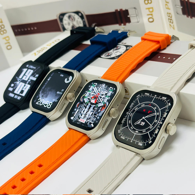 Two Straps Mens Z88 Pro Smart Watch BT Calls Multi-function With Screen Lock NFC GPS Air Pressure Game Outdoor Sports Smartwatch