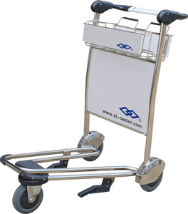 Carrito de aeropuerto de acero inoxidable de alta calidad Carrito de equipaje de pasajeros de tres ruedas - Product Image 1