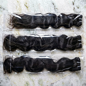 Extensions de cheveux humains indiens vierges Remy à double trame, 100g, 20 pouces # 1B Noir naturel à ondulations profondes - Product Image 1