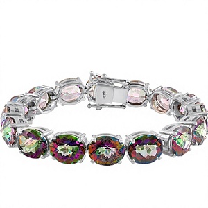 Bracelet en topaze mystique, en argent sterling 925 plaqué rhodium, style luxueux, unisexe et pour femmes, cadeau pour les occasions de mariage - Product Image 1