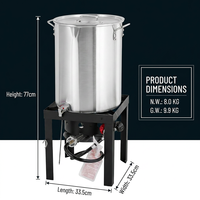Friteuse à propane pour dinde de 30 litres avec brûleur haute puissance de 50 000 BTU et pot en aluminium facile à nettoyer pour le camping en plein air