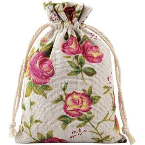 Hot Selling 10x14cm Rose Printed Cotton <b>Bag</b> <b>Recyclable</b> and Eco-Friendly Feature Rose Printing <b>Bag</b> - Product Image 2