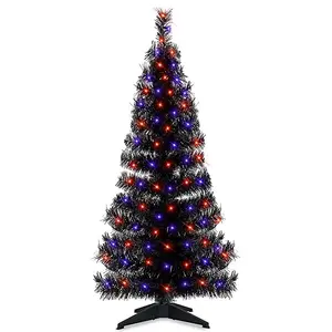<span class=keywords><strong>Albero</strong></span> di Natale Artificiale Nero in PVC Pre-illuminato da 120 cm (4 piedi) per Decorazioni Domestiche - Offerta Speciale - Product Image 1