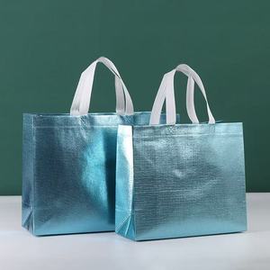 CangNan sacs parfaits recyclé métallique laminé Non tissé tissu <span class=keywords><strong>sac</strong></span> à provisions ouvert fermeture éclair cordon pour vêtements vêtements - Product Image 1