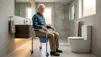 Chaise de toilette pliable en acier pour personnes âgées avec accoudoirs confortables et couvercle - Équipement médical et soins - Ventes flash