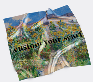 Monet Oil Painting Sunflower Silk Screen Printing Multi-Functional Scarf Custom Logo Summer Outdoor Silk Shawls for Sunproof - Product Image 1