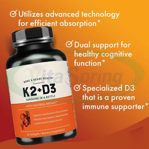 VitaSpring OEM Vitamine D3 et K2 Mk7 Magnésium oméga <span class=keywords><strong>3</strong></span> Huile de soutien Supplément 10000 5000iu Vitamine organique D3 K2 Capsules - Product Image 4